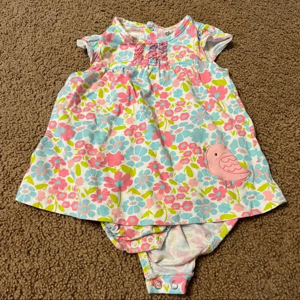 3 Piece LOT of Girls 24 Months Halloween Black Cat Bodysuit Floral & Birdie